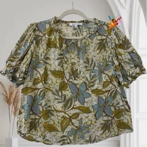 Floral Green and Blue Women's Top